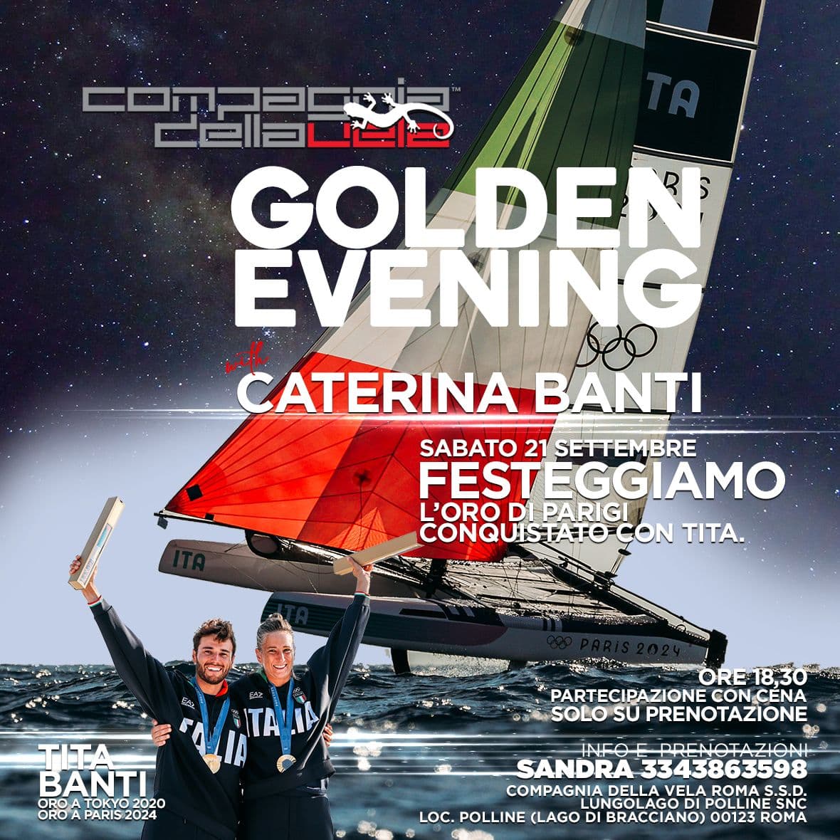 locandina evento golden evening 2024 con caterina banti